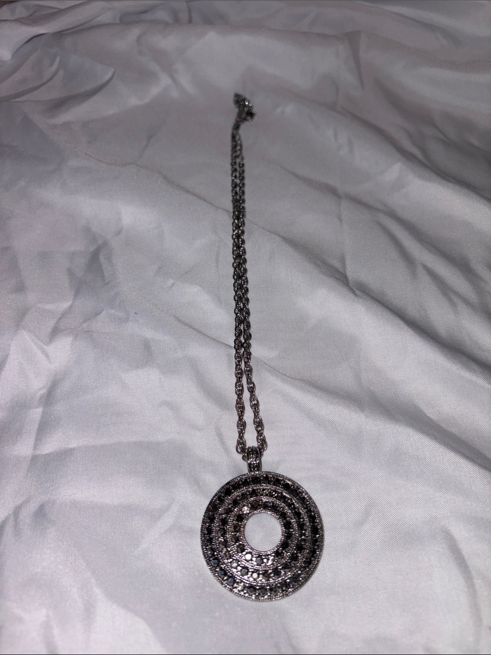 Silver-Tone Circular Pendant Necklace - Women Jewelry